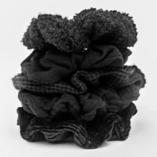 Assorted Textured Scrunchies | Black