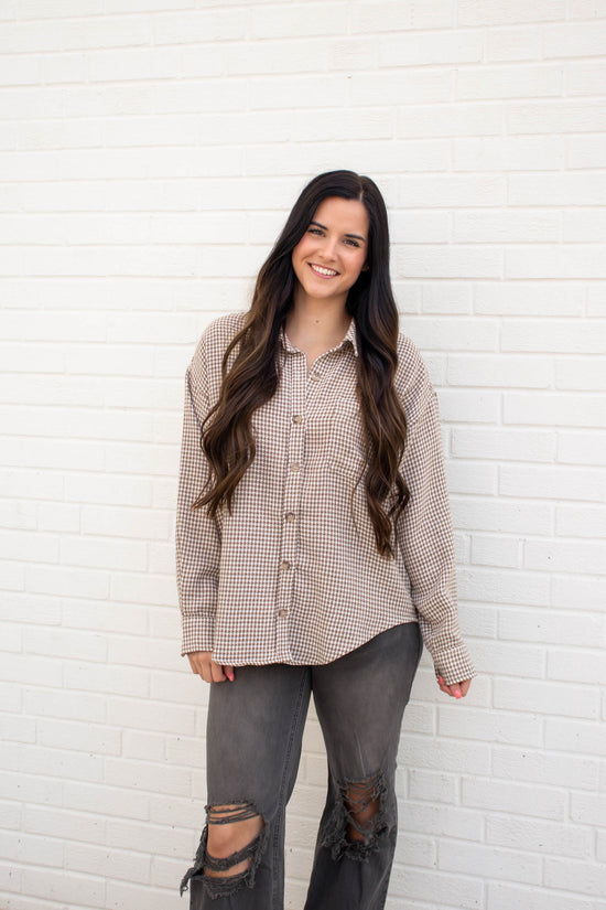 Eva Button Up Shacket | Taupe