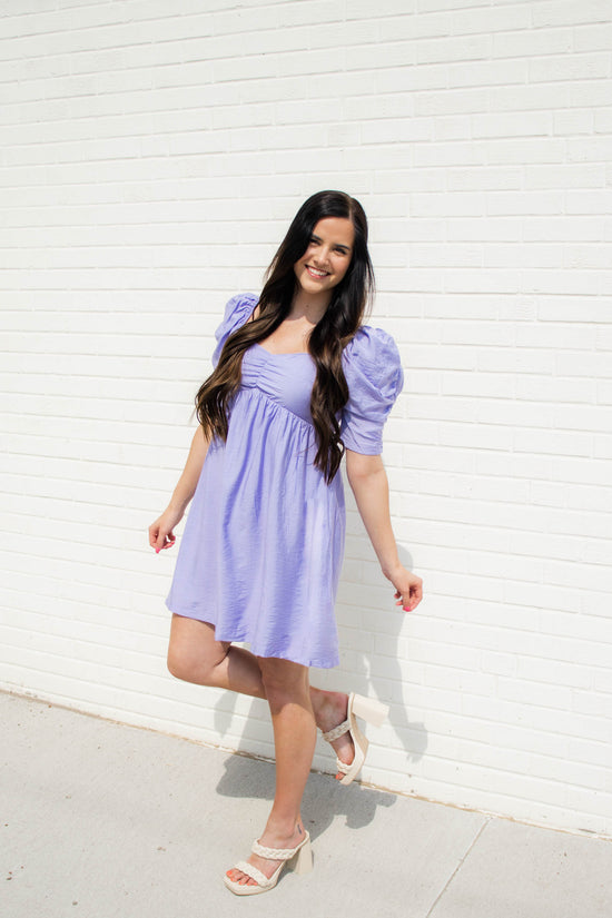 Joselyn Puff Sleeve Babydoll Mini Dress | Lavender