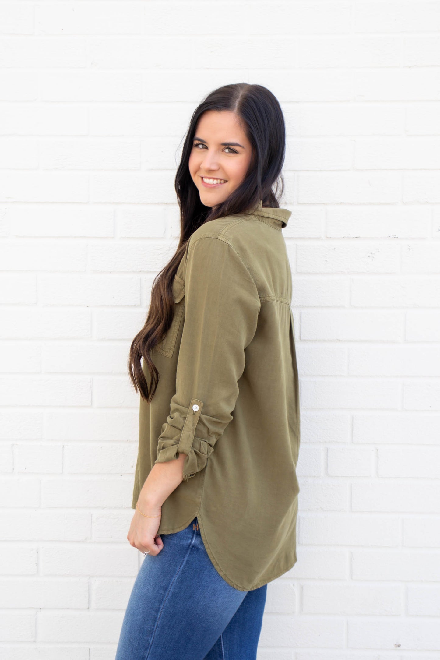 Alessia Button Down Shirt | Olive Tree