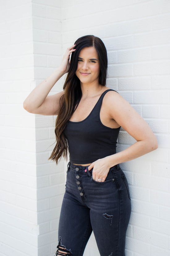 Madalyn Cropped Tank | Charcoal