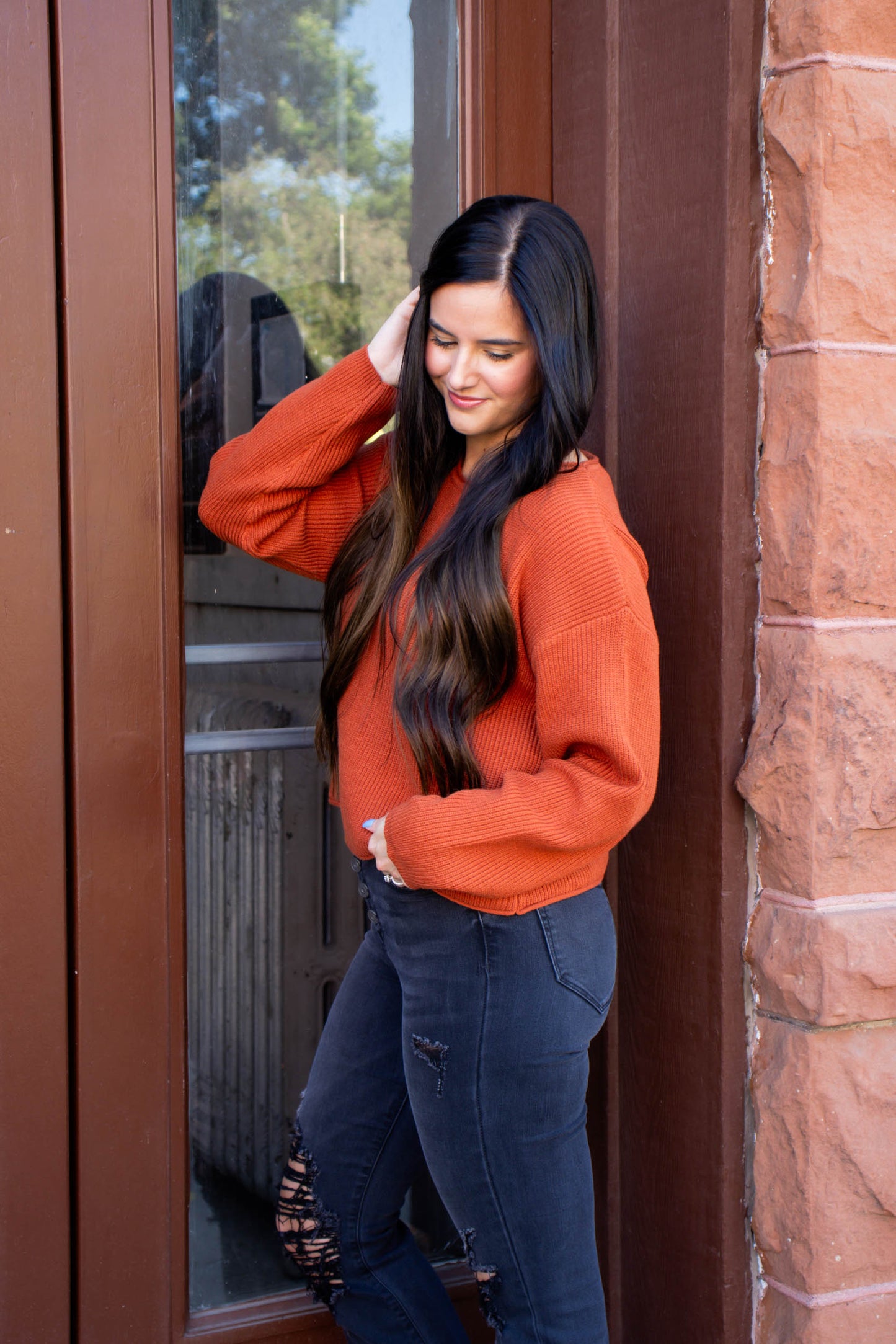 Maddie Long Sleeve Sweater | Burnt Orange