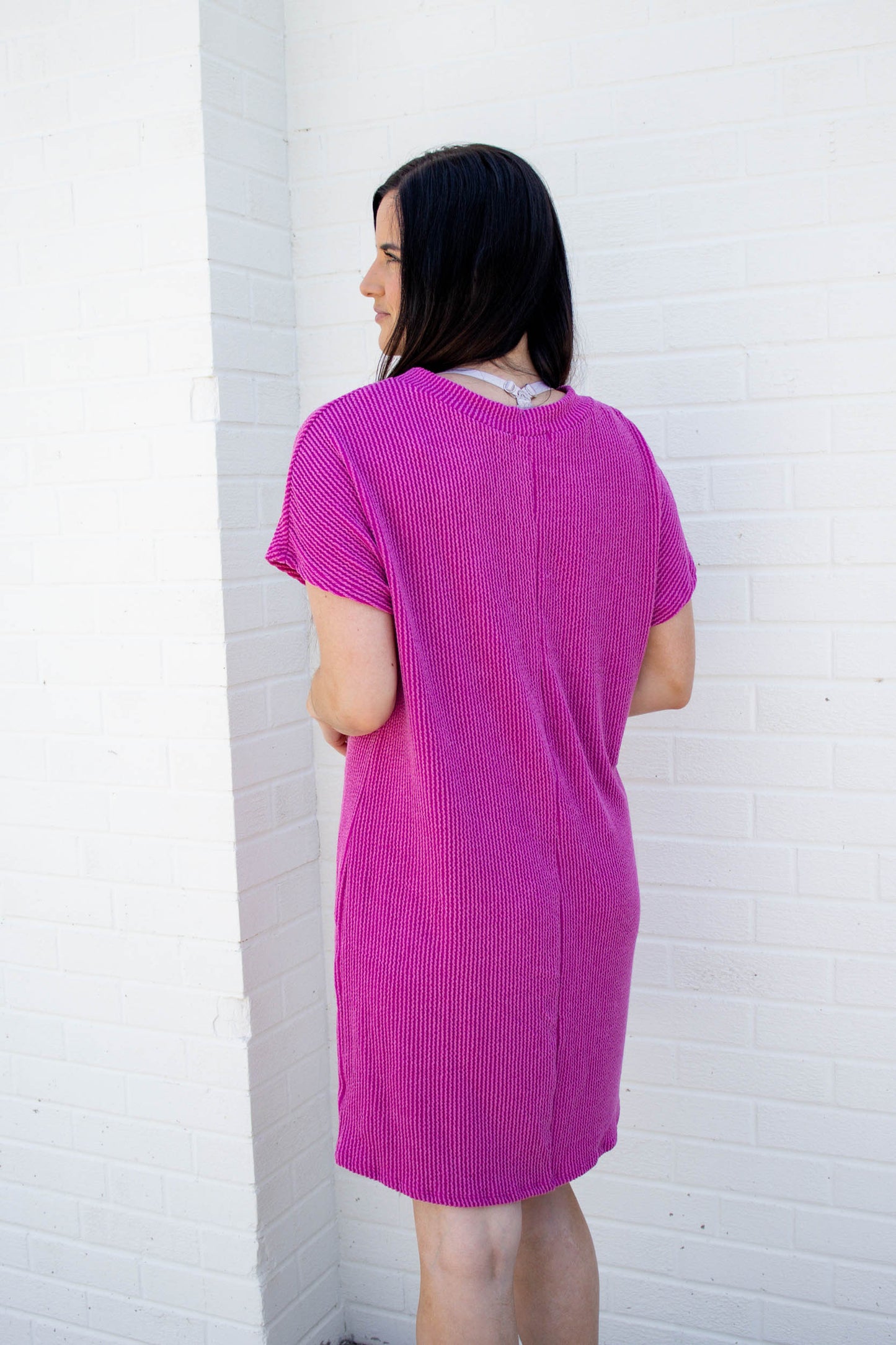 Load image into Gallery viewer, Kassie Ribbed T-Shirt Dress | Orchid
