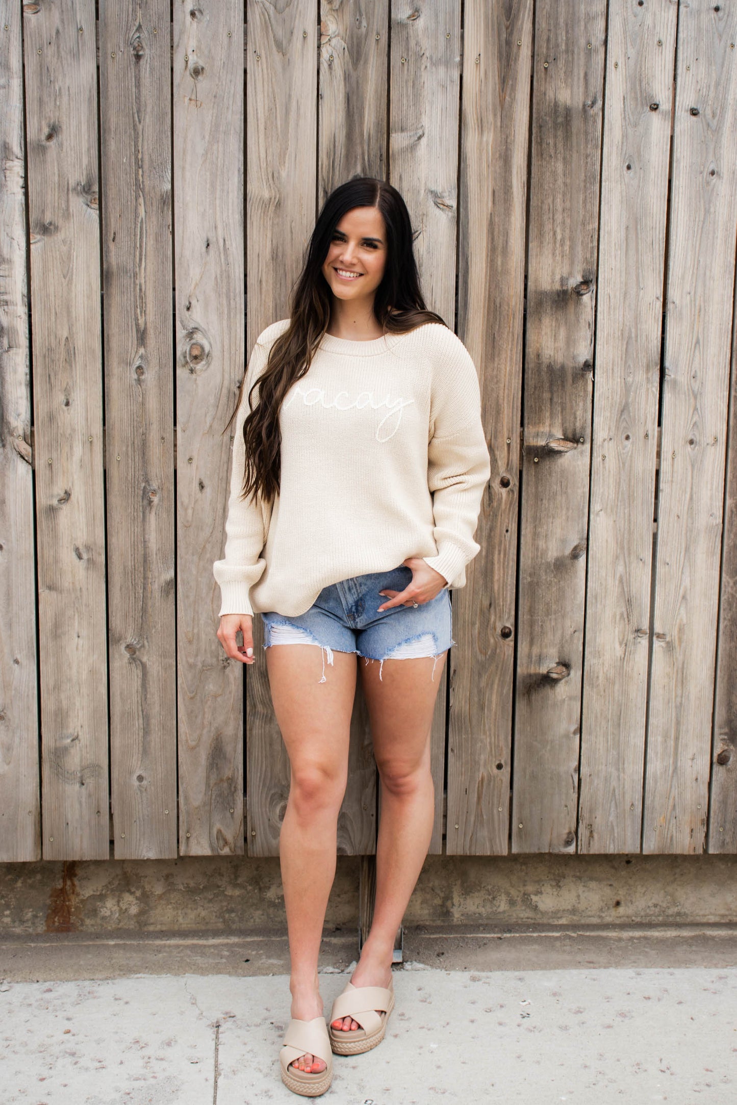 Isabelle Long Sleeve Vacay Sweater | Natural