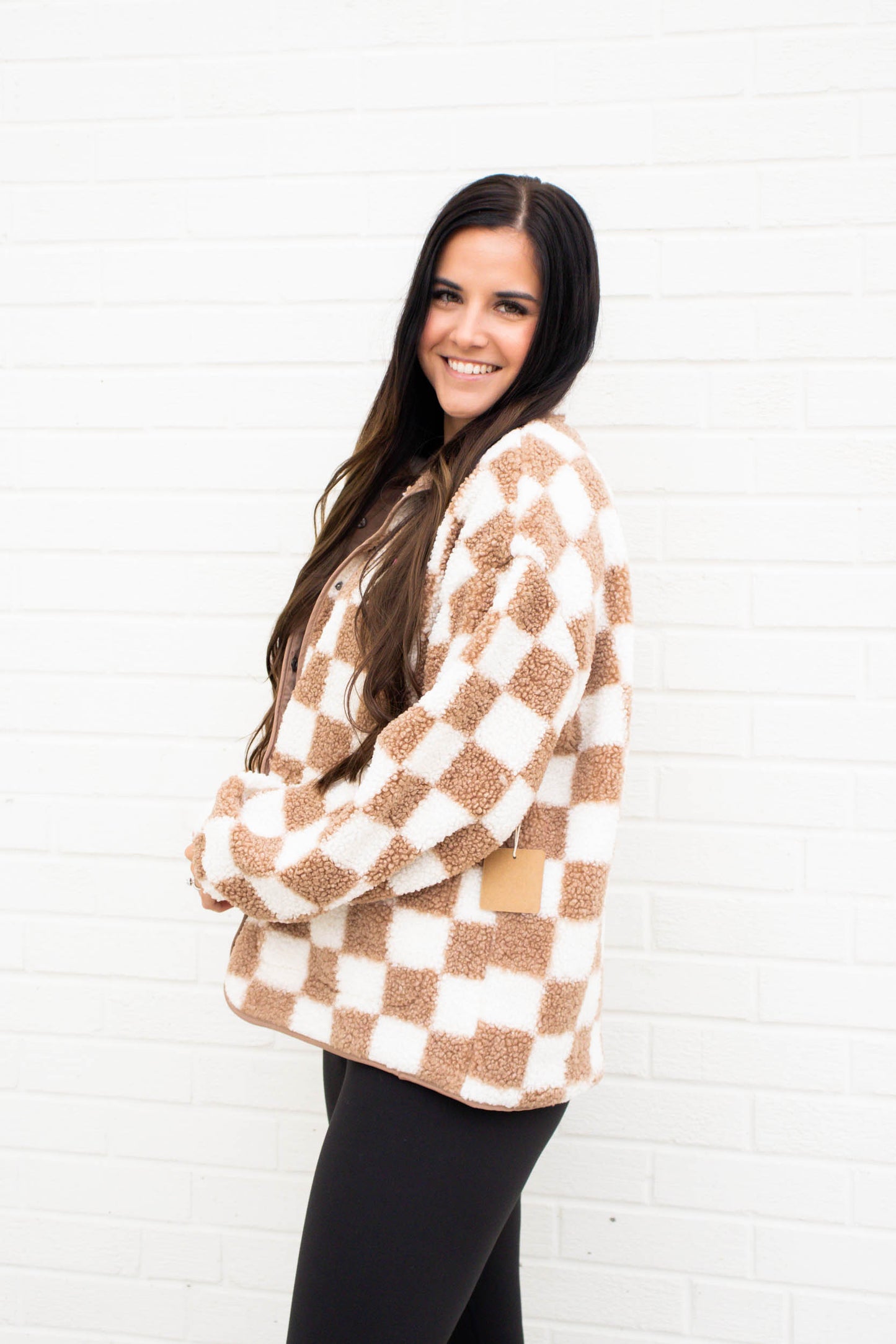 Novi Checkered Fleece Jacket | Taupe