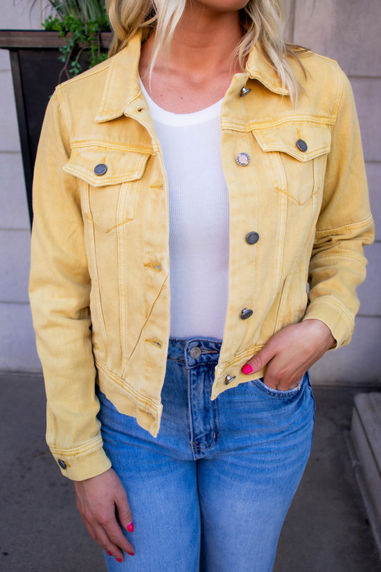 Anna Cropped Denim Jacket | Mustard