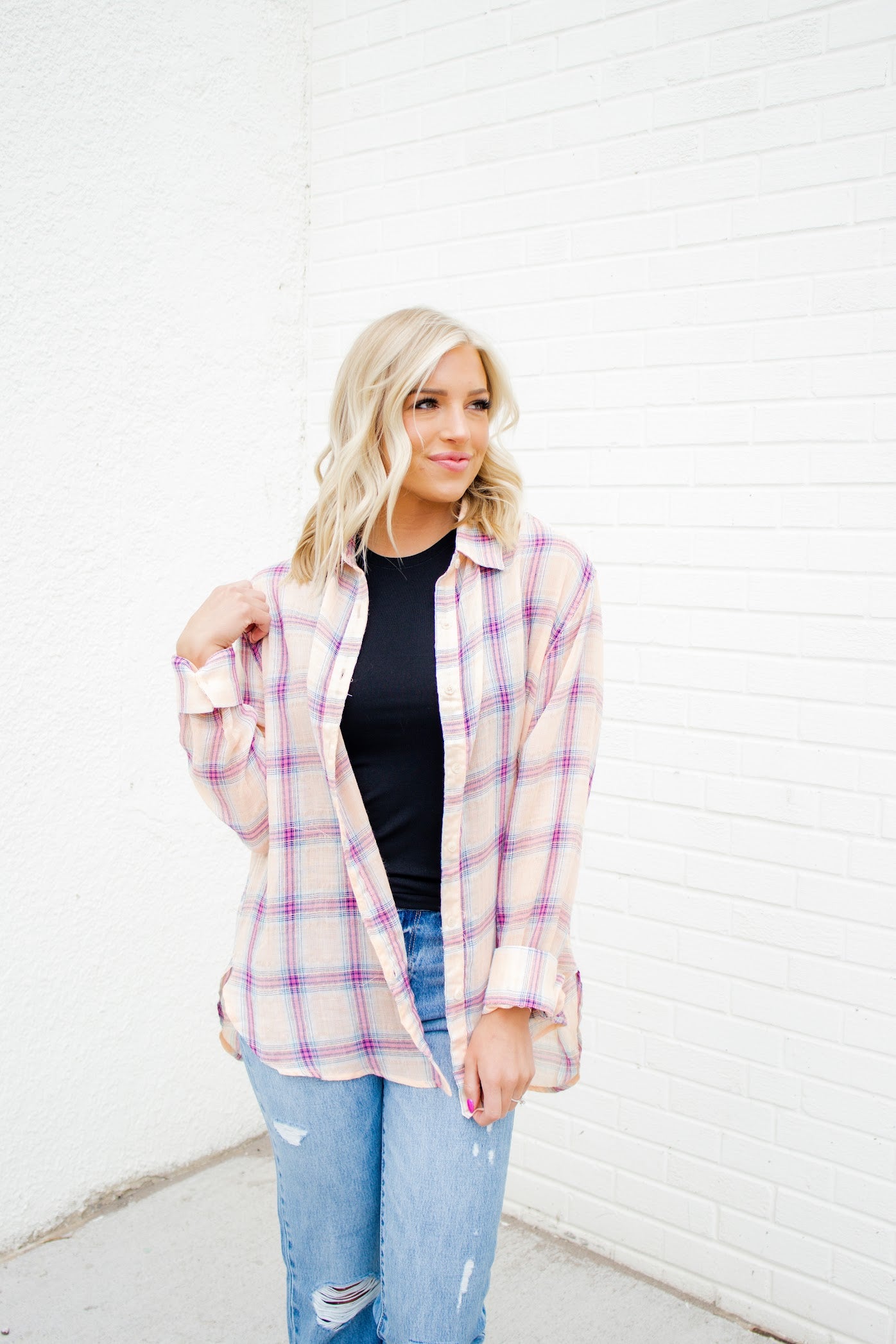 Tessa Button Up Flannel | Pink Multi