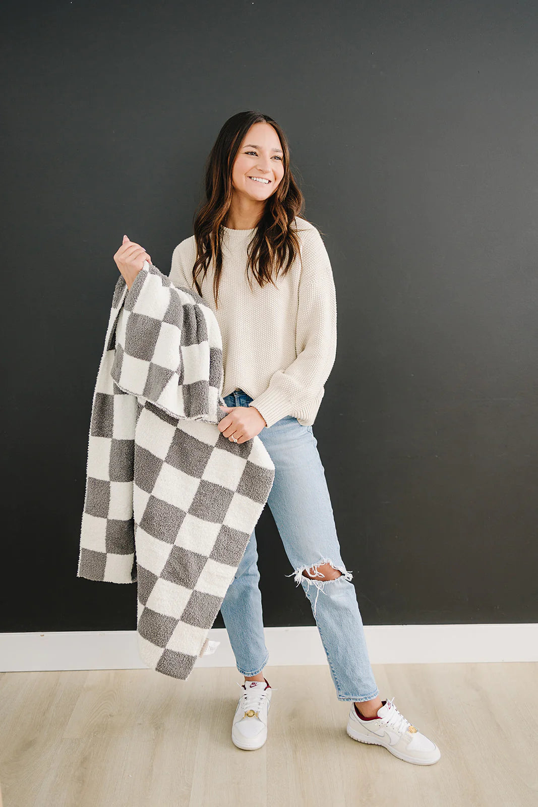 Charcoal Checkered Plush Blanket | Child/Adult