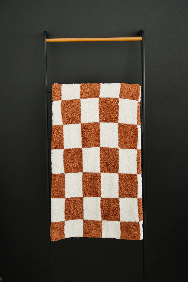 Rust Checkered Plush Blanket | Baby