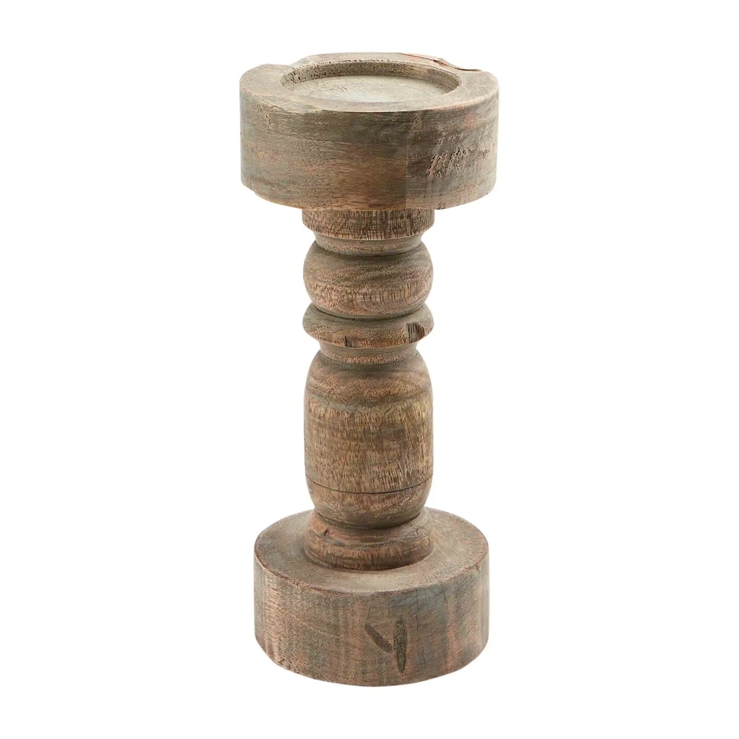 Small Chunky Wood Candlestick