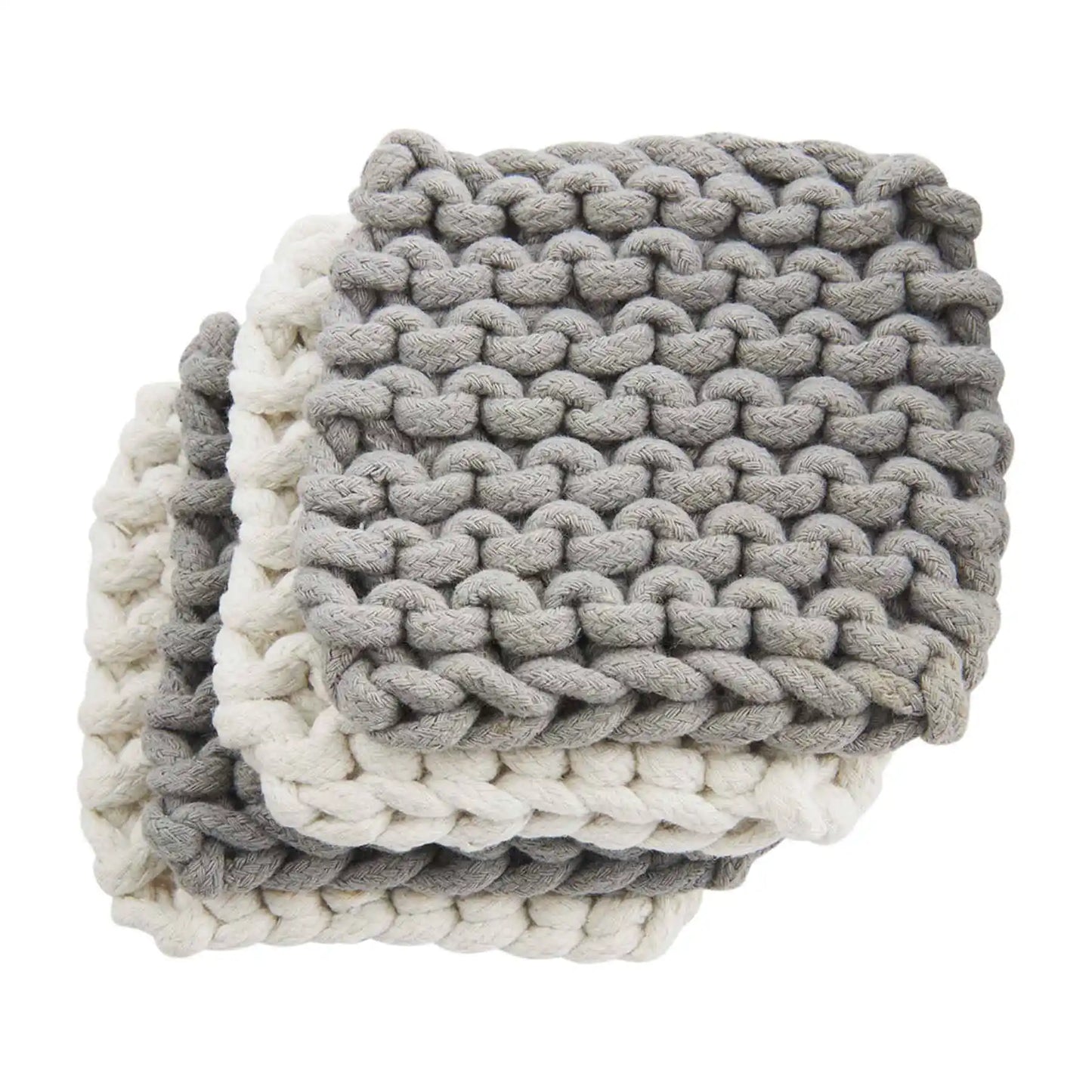 Gray Crochet Coaster Set
