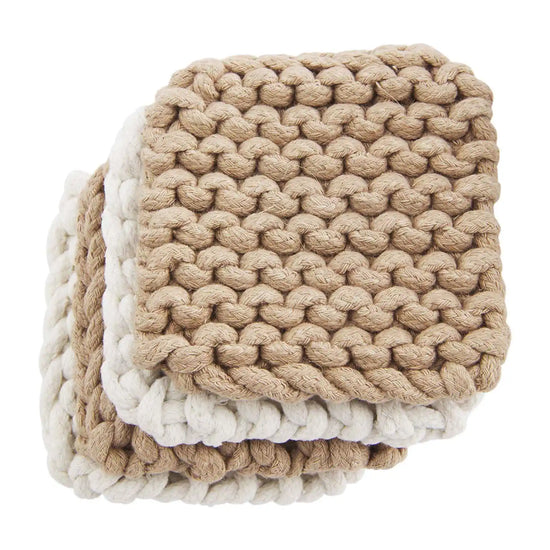 Taupe Crochet Coaster Set