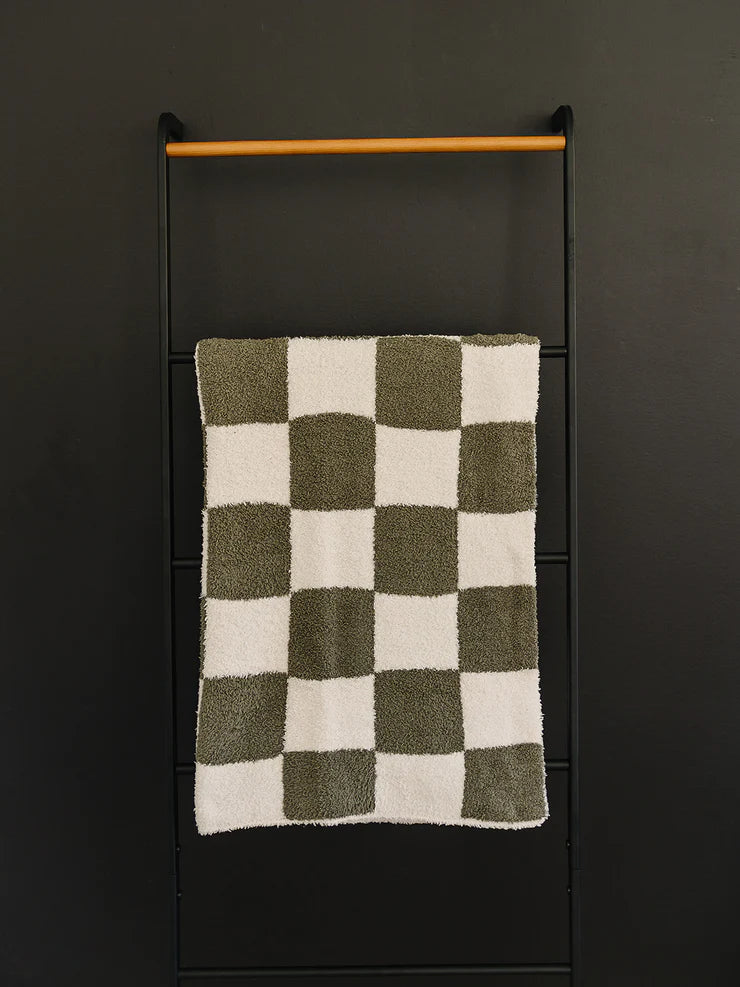 Green Checkered Plush Blanket | Child/Adult