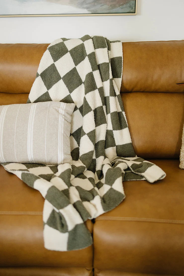 Green Checkered Plush Blanket | Baby