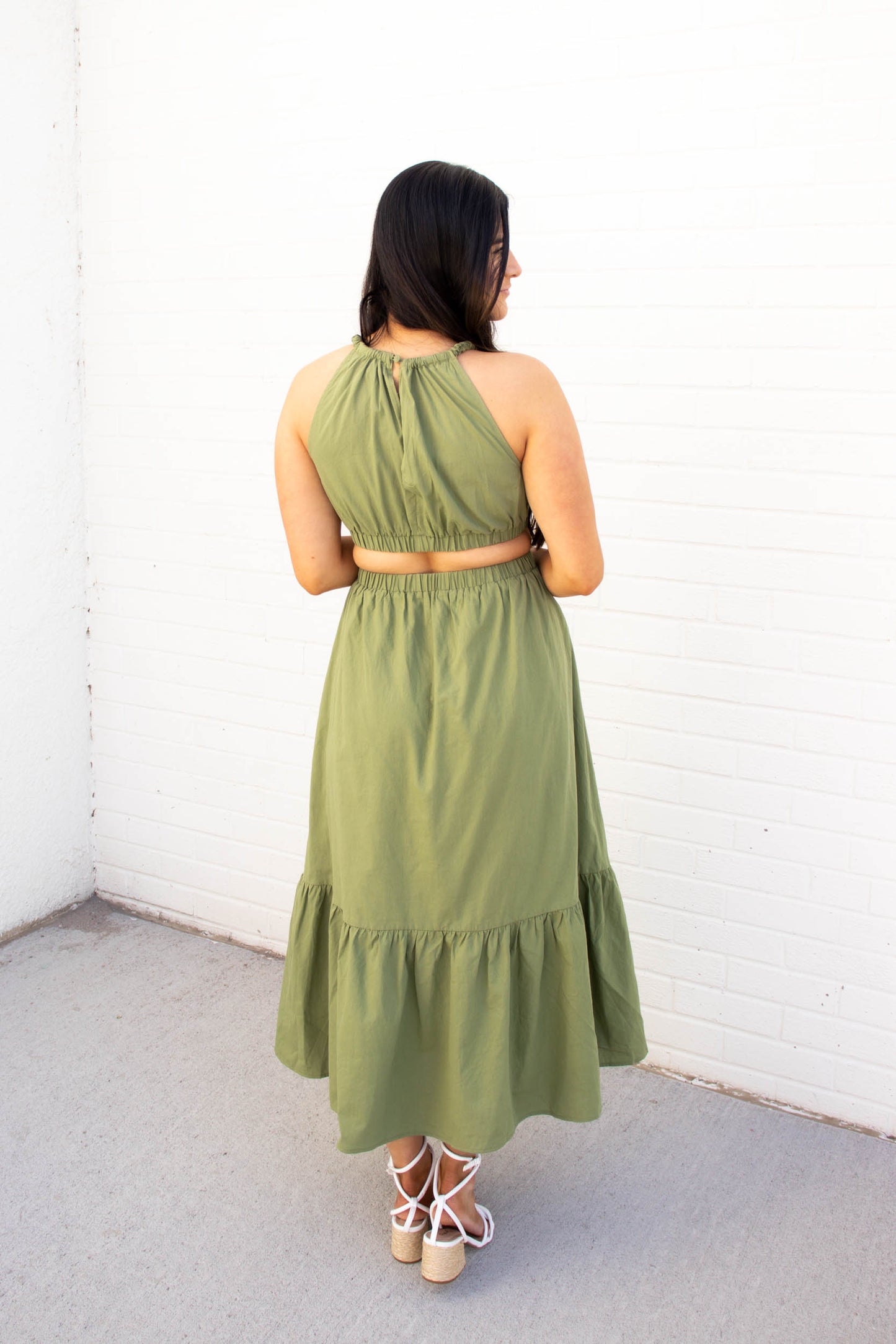 Lacey Cut-Out Tank Dress | Light Olive
