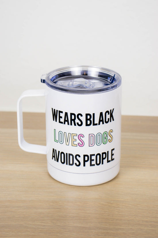 Wears Black Loves Dogs Travel Cup With Holder