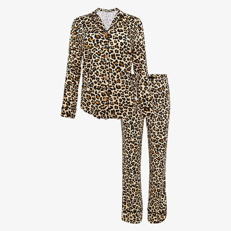 Load image into Gallery viewer, Posh Peanut Lana Leopard Women&amp;#39;s Long Sleeve &amp;amp; Relaxed Long Pajama Pants
