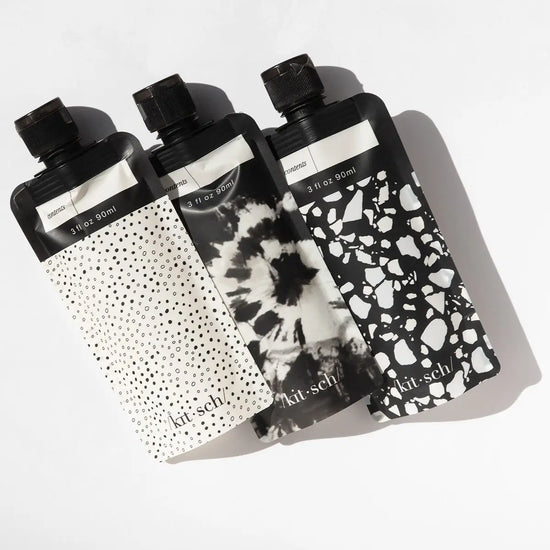 Load image into Gallery viewer, Refillable Travel Pouches | Black/White
