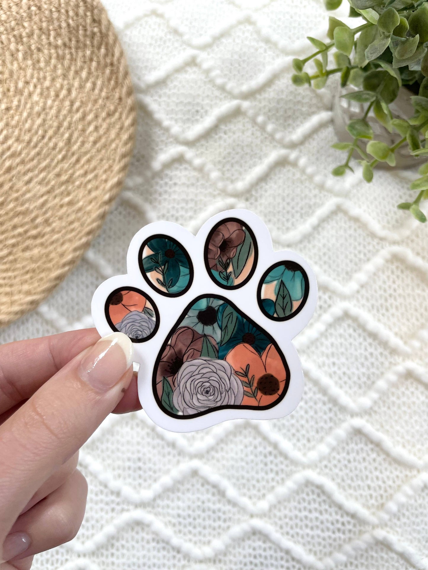 Load image into Gallery viewer, Floral Paw Print Sticker
