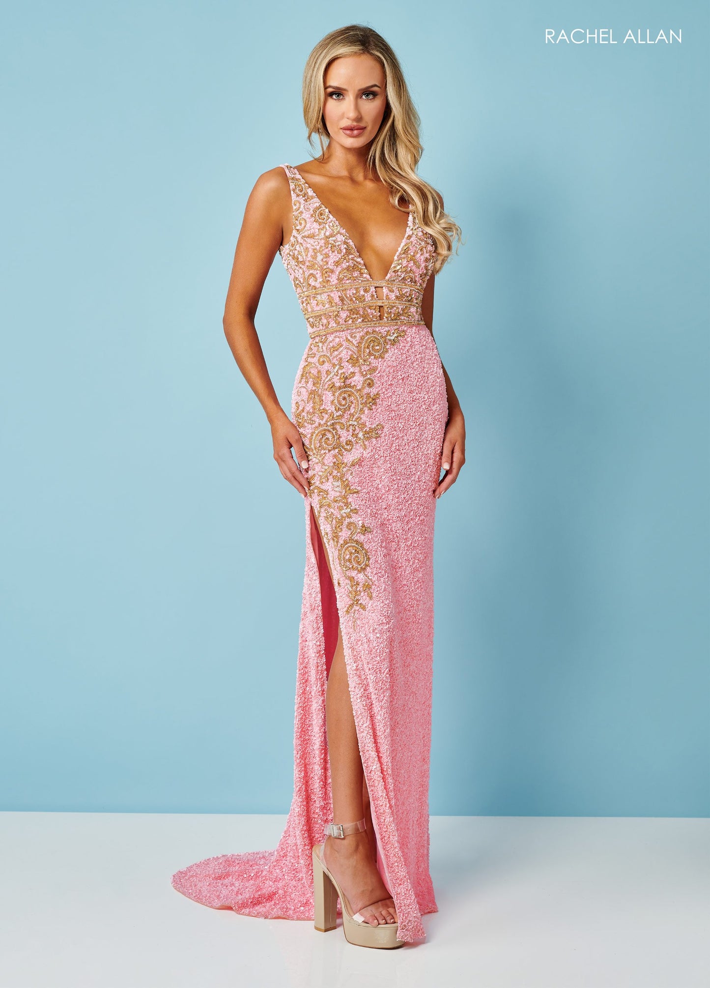 Load image into Gallery viewer, Prom Dress 70456 | Pink/Gold
