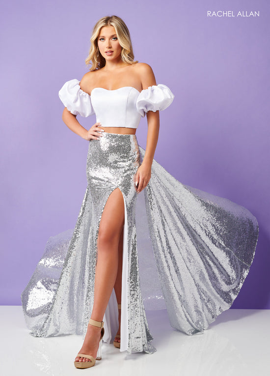 Load image into Gallery viewer, Prom Dress 70298 | White/Silver
